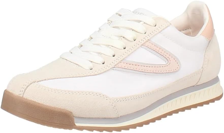 TRETORN Women's Jogger Sneaker, Pink, Suede Leather Upper, Memory Foam Footbed, Rubber Outsole, Lace Up Closure