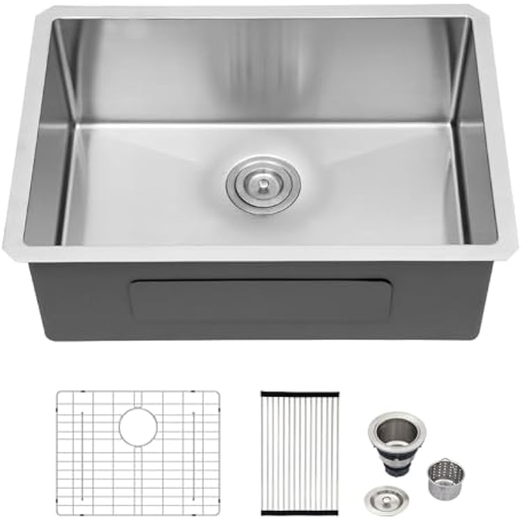 Logmey 23 Inch Undermount Kitchen Sink - 23x18 In Handmade Stainless Steel kitchen Sinks Undermount Bar Sink Single Bowl 16 Gauge RV Sinks Prep Basin 23x18x9 Inches