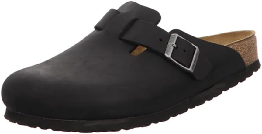 Birkenstock Men's Boston Oiled Leather Sandals, Black, 8 US