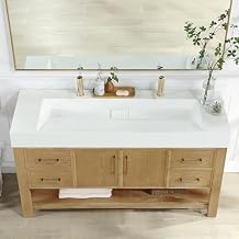 Vera 60 in. Rectangular White Finish Composite Granite Stone Console Bathroom Vanity Sink