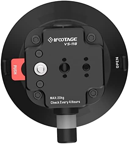 IFOOTAGE VS-118 Suction Cup Camera Car Mount,Vacuum Suction Mount,for Video Shooting on Winshield,Vehicle,Wall,Boats,Compatible with Action Cameras, DSLR,Gopro,Max.Payload 44.1lb20kg