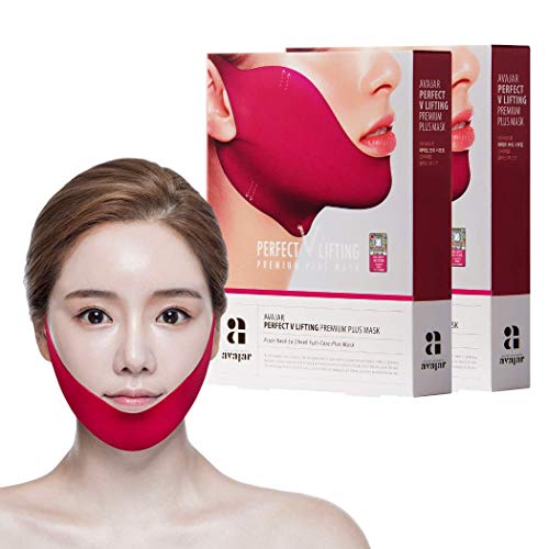 Avajar Perfect V Lifting Premium Plus Mask 10pcs - Face Lifting Mask | Neck Slimmer | V Line Mask | Face Slimmer | Chin Strap For Double Chin Remover | V Shaped Slimming Face Mask | Double Chin Mask