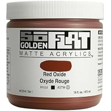 GOLDEN SoFlat Matte Acrylics, Red Oxide, 16 fl. oz. Jar, Professional Acrylic Paint, Opaque