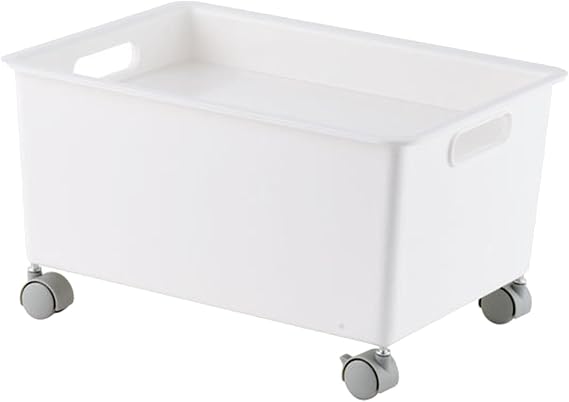 Premium PP Sturdy Portable Large Capacity Storage Basket Roller Box for Books, Clothes, Shoes, Organizer Boxes (White)