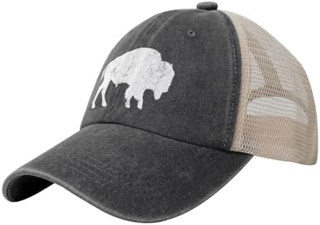 Buffalo Retro Bison Animal Lover Hat Vintage Mesh Baseball Cap Retro Denim Trucker Dad Hat