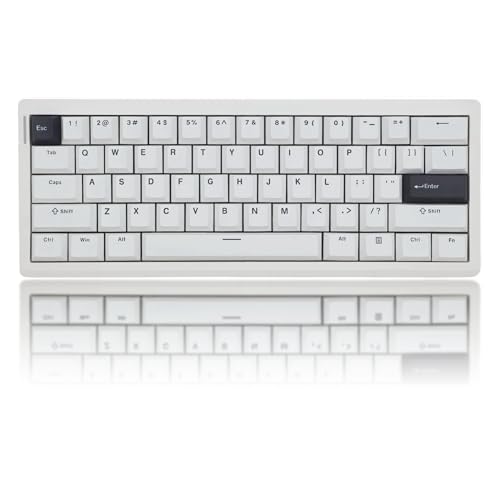 GMK61 60% Mechanical Keyboard,Tri-Mode PBT Keycaps Linear Switches 61 Keys,South-Facing RGB Gasket Mounted Plate Gaming Keyboard for WinMAC White, Brown Switch