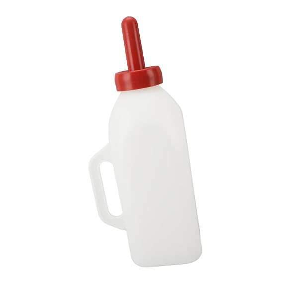 Nursing Feeding Bottle, 2L Calf Feeding Bottle Thicken Leakproof Silicone Nipple Calf Nursing Feeding Supplies with Handle for Farm Pasture(Horizontal Milk Pot)