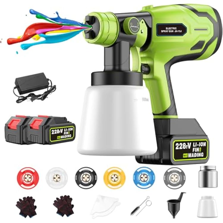 Cordless Paint Sprayer for 21V Max Battery Brushless Paint Gun, Electric Paint Sprayer for Furniture and House Painting, Paint Sprayers