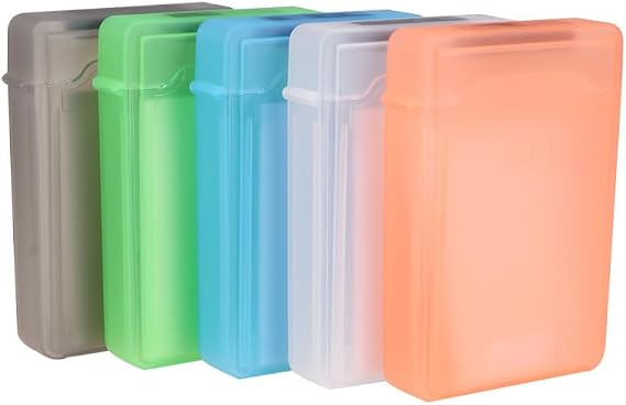 5 Pack 3.5 Inch Hard Drive Storage Case Portable HDD Protection Box with Snap Lock Label Panel Drop Resistant Shell for Desktop NAS Backup and Digital Accessories Organizer