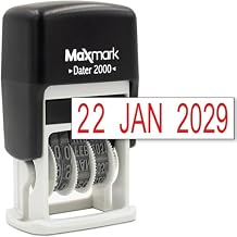 MaxMark 2000 Military Date Format (DD/MM/YYYY) - Self Inking Date Stamp - Red