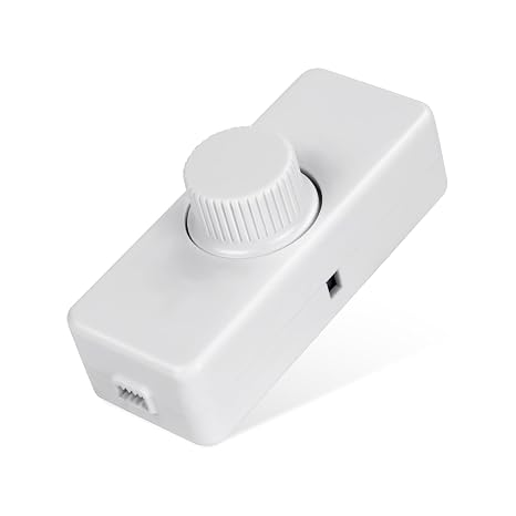 VIPMOON Inline LED Dimmer Switch - 1 Gang for Table Lamps, 220V-240V Trailing Edge Dimmer with Rotary ON/OFF and Knob Control 3-100W Dimmable LED/Incandescent/Halogen Bulbs