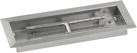 American Fireglass Stainless Steel Drop-in Rectangular Fire Pit Pan and Burner Durable, Easy Install and Removal, Even Burn Must Have for Fire Glass Display, 18 x 6