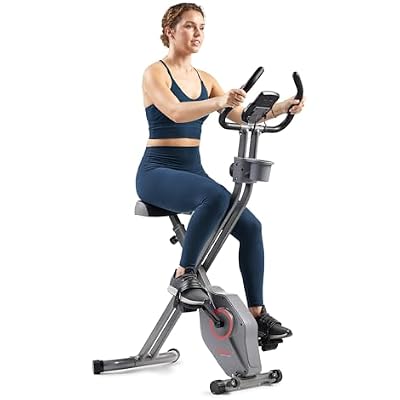 Sunny Health & Fitness Smart Folding X-Bike, Portable Compact Exercise Bike for Indoor Cycling Workout, Home Cardio Training Machine, Free SunnyFit App Bluetooth Connect