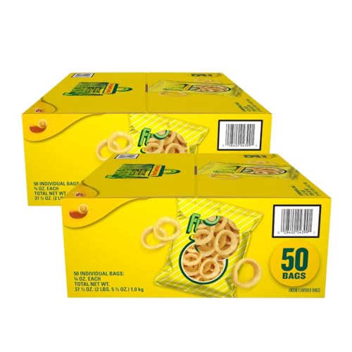 Onion Flavored Rings Snacks, 0.75 oz Bags, 50 Count 2 Pack