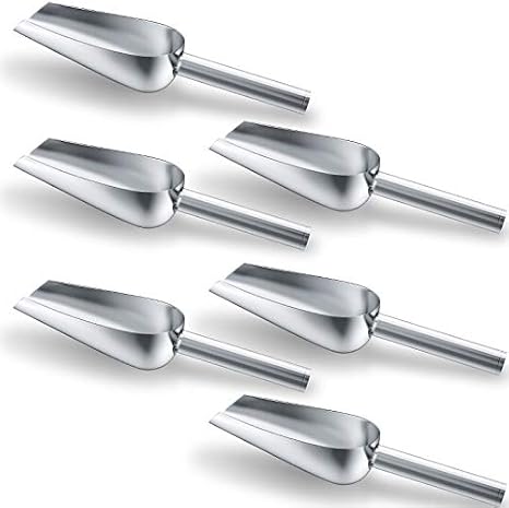 6 Pack 6 oz Stainless Steel Metal Ice Scoop for Candy Coffee Beans Popcorn | Silver Mini Ice Scoops, 6 oz Candy Sugar Coffee Bean Scoops for Food Jars, Kitchen Bar and Buffet, Bulk Set of 6