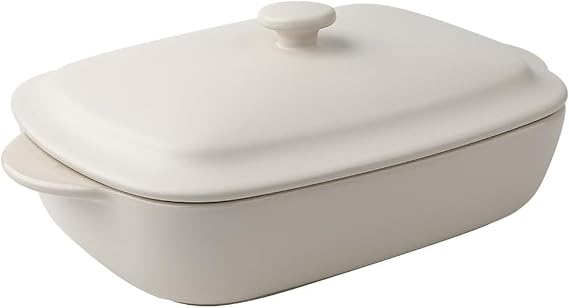 Ceramic Casserole Dish with Lid,33oz Covered Rectangular Baking Dish with Lid,Deep Casserole Cookware Bakeware,Oven Safe and Dishwash Safe