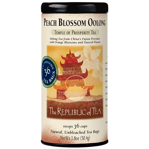 The Republic of Tea - Peach Blossom Oolong Tea, 1.8 oz Tin, 36 Tea Bags | Caffeinated Tea | Milk Tea