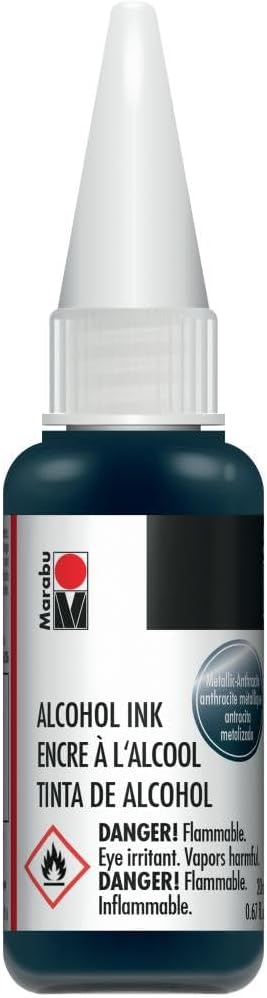 Marabu Alcohol Ink - Metallic Anthracite - Unearth The Richness of a Hidden Vein, Capturing The Depth and Strength of The Earth's Core - 20ml Bottle