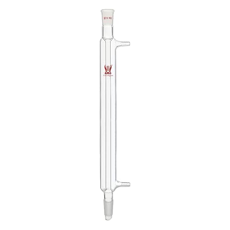 Liebig Condenser, Borosilicate Glass Liebig Condenser with 24/40 Joints, 400mm Jacket Length & 10mm Glass Hose Connection, Lab Glassware