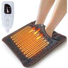 Qoosea Double Layer Electric Heated Foot Warmers for Men and Women 16"x16" with 6 Temperature & 4 Timer Settings Fast Heating for Home Office Under Desk Bed Machine Washable