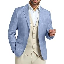 Mens Blazer Slim Fit Stripes Plaid Casual Suit Jacket for Men Two Buttons Business Lapel Sport Coats