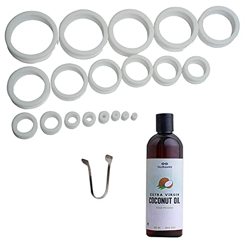 Fore-Stretch Rings 20-Piece-Set with Cold-Pressed Coconut Oil and How to use Booklet | Lab-Tested | Comfortable | Skin-Friendly Silicone