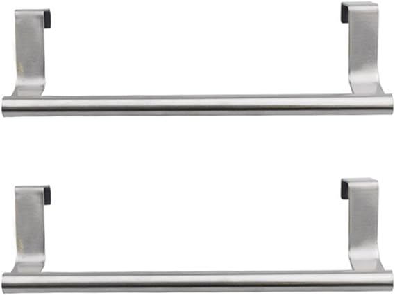2 Pieces Towel Bar, Stainless Steel Towel Hanger Kitchen Cabinet Towel Rack, Over Door Towel Rack Bar Holders(Color:S,2pcs)