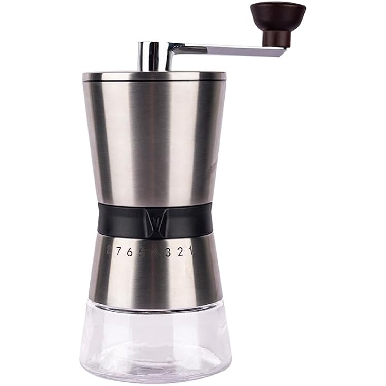 Precision Manual Coffee Grinder Large Capacity for Home Use, 8 Adjustable Coarseness Setting, Ceramic Burr Hand Held Stainless Steel Espresso Bean Mill for Travel Camping, Easy to Clean