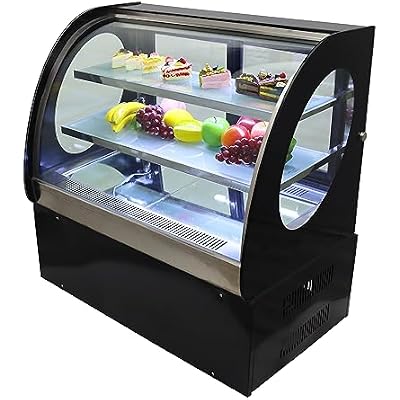 Refrigerated Cake Showcase Countertop Commercial Display Cake Cabinet for Fruit Cake Bakery Cookies Showing Case With Defrost Function 2-Layers White Led Light 220V