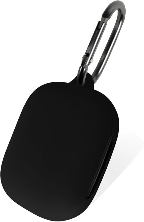 Geiomoo Silicone Case for Anker Soundcore AeroFit 2, Protective Cover with Carabiner (Black)