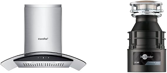 Comfee 30" Range Hood Bundle with 450 CFM, Gesture Sensing & InSinkErator Badger 5 Garbage Disposal, 1/2 HP Continuous Feed