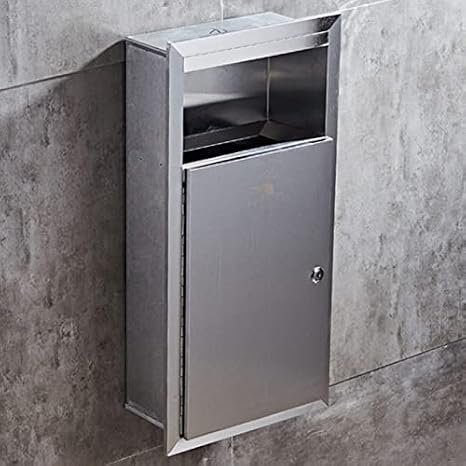 in-Wall Waste Container, Stainless Steel Trash Can with Removable Inner Bucket, Hidden Recessed Garbage Recycling Bin for Household or Commercial Use
