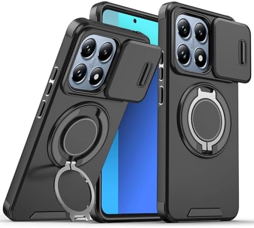 Compatible with Honor 400 Smart Phone Case with Ring Holder Blue, Cases for Honor 400 Smart Slide Camera Cover Accessories Funda para Shockproof Protective Original Case (Black)