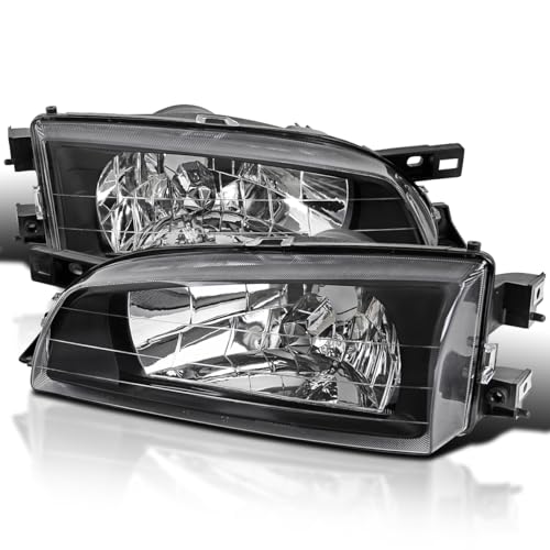 SPEC-D TUNING Black JDM Style Headlights Lamps Compatible with 1995-2001 Subaru Impreza LR Pair Head Light Lamp Assembly