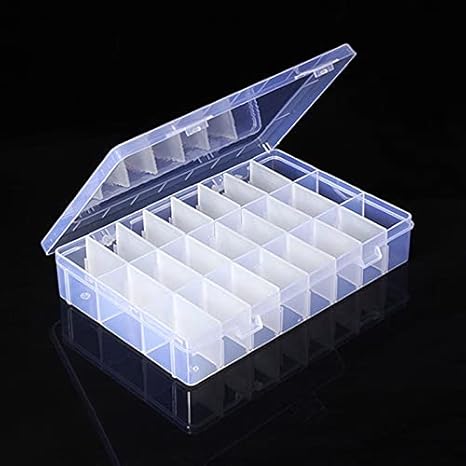24 Compartment Electronic Component Storage Box Case, SMD SMT Case, Electronic Boxes (7.63 x 5.19 inch)