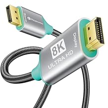 Reborn DisplayPort to HDMI 8K Cable 3FT8K@60Hz 4K@144/120Hz Uni-Directional Active DP 1.4 Source to HDMI 2.1 Braided Cord Display Port Cable Support HDR,HDCP2.3,DSC1.2a,32.4Gbps for AMD,NVIDIA