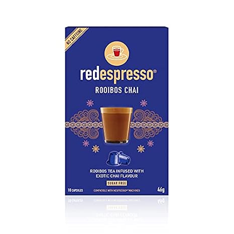 Rooibos Tea Chai - Red Espresso - South African - Pods Compatible with Nespresso machines - Vegan, Non GMO, Antioxidant, Calming (10 Pods)