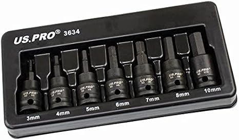 US PRO Tools 7PC 3/8" DR Impact Hex Bit Sockets 3mm - 10mm 3634