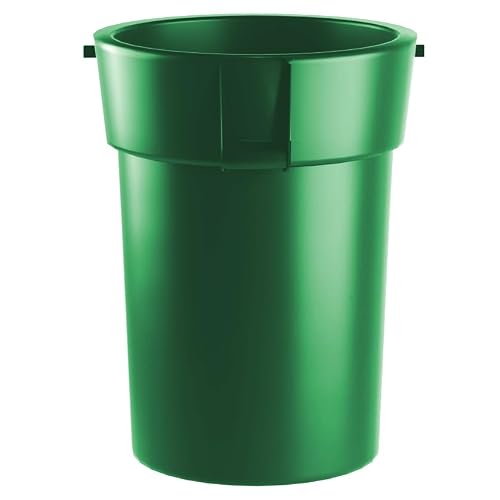 55 Gallon Round Trash Can with No Lid, 200 Liter Commercial Trash Can, Trash Bin for Kitchen, Garbage Can Waste Basket Bin, Durable Waste Container, Heavy-Duty Janitorial Can Green