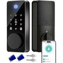 Smart Deadbolt Lock, Fingerprint Keyless Entry Door Lock App Control, Electronic Touchscreen Keypad, Auto Locking, IP54 Weatherproof, Easy Install Digital Deadbolt for Front Door