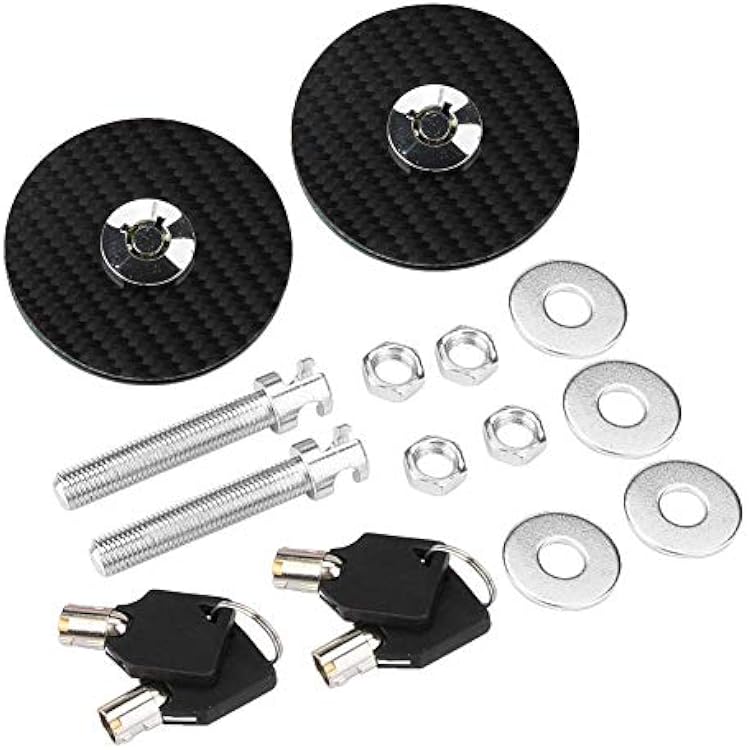 Engine Hood Lock, Aluminum Alloy Car Universal Carbon Fiber Engine Hood Cover Lock Key Pin Kit Quick Release
