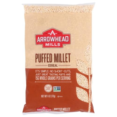 Arrowhead Mills Whole Grain Puffed Millet Cereal, 6-Ounce Bags  pack of 48