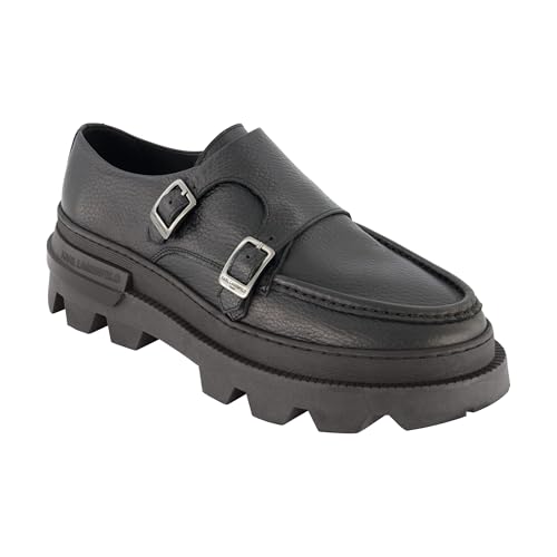 Karl Lagerfeld Mens Tumbled Leather Double Monk Moc Toe Shoe