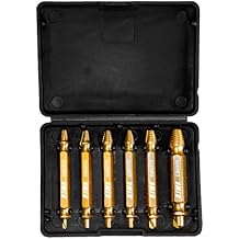 EWK 6-Piece 2-in-1 Flip Screw Extractor Set, HSS Screw Removal Tool with Left-Hand Drill Bit and Spiral Extractor for Stripped Screws, Broken Bolts, Rusted Fasteners, and Damaged Heads