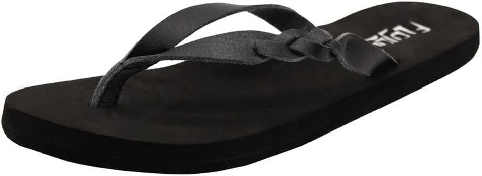 FLOJOS Women's Serenity Flat Sandal, Black, 6