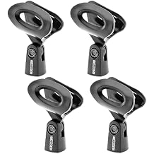 5 Core Mic Clips for Stands 4Pc Microphone Clip Holder Universal Adjustable with 5/8" Male to 3/8" Screw Adapter for Handheld Microphones - MC 03 4PCS