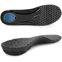 riemot Men's Arch Support Warm Insoles Comfort Lamb Wool Replacement Shoe Inserts Plantar Fasciitis Relief High Arch Orthotics Inserts for Work Boots Slippers Grey US10/ EU43