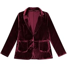 Velvet Blazer for Women 1 Button Long Sleeve Blazer Jacket Office Ladies Suit Wedding Funeral Tuxedo Jacket