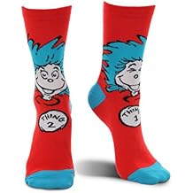 Thing 1 & Thing 2 Crew Socks - Fun Woven Design for Fans of Dr. Seuss, Officially Licensed