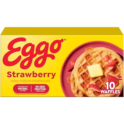 Eggo Strawberry Waffles, Breakfast Food, Natural Flavors, 10 Waffles Frozen